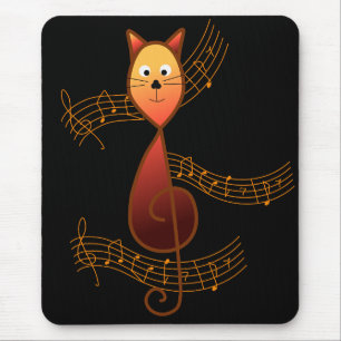 Treble Clef Cat Mouse Pad
