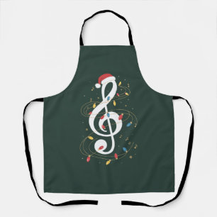 Treble Clef Christmas Lights Music Lover Musician Apron
