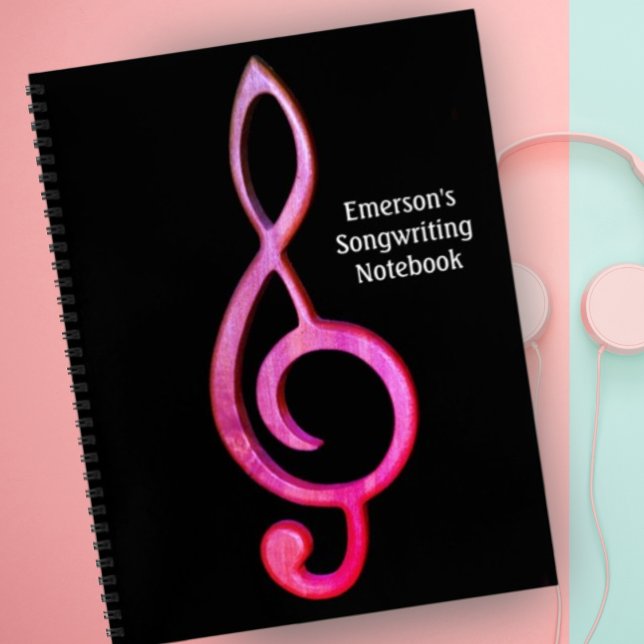 Treble Clef Customize Hot Pink Music Design Notebook (Creator Uploaded)