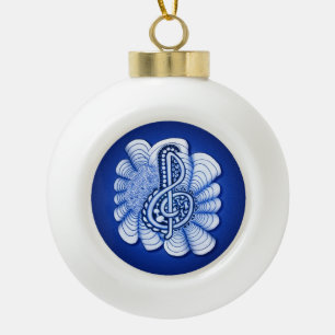 Treble Clef Decorative Art Ceramic Ball Christmas Ornament