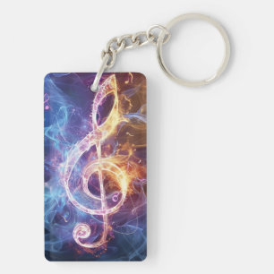 Treble Clef Digital Art Keychain