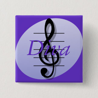 Treble Clef, Diva 2 Inch Square Button