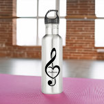 Treble Clef Heart Music Note Personalized 710 Ml Water Bottle<br><div class="desc">This music themed design is the perfect gift choice for a singer,  musician,  band or anyone who loves music.</div>