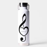 Treble Clef Heart Music Note Personalized Water Bottle<br><div class="desc">This music themed design is the perfect gift choice for a singer,  musician,  band or anyone who loves music.</div>