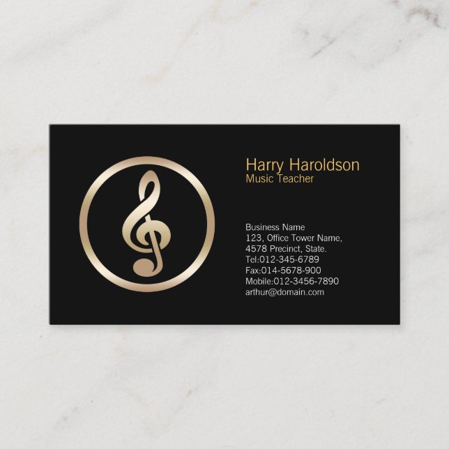 Treble Clef Icon Musique enseignant Carte de visit (Devant)