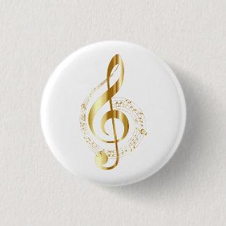 Treble clef in gold badge 1 inch round button