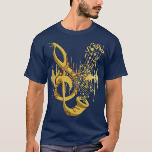 Treble Clef Jazz Music Instrument Saxophone T-Shirt