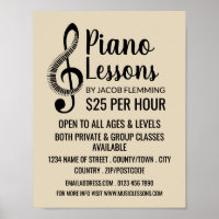 Treble Clef, Keyboard, Piano Lessons Advertising