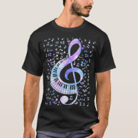Treble Clef Keyboard Tie Dye Retro Music Notes Pia