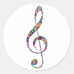 Treble Clef, multicolor, music Classic Round Sticker
