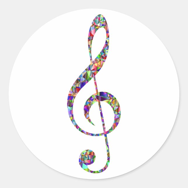 Treble Clef, multicolor, music Classic Round Sticker (Front)