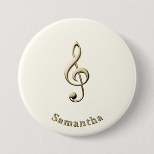 Treble Clef Music Lover's Round Custom 3 Inch Round Button