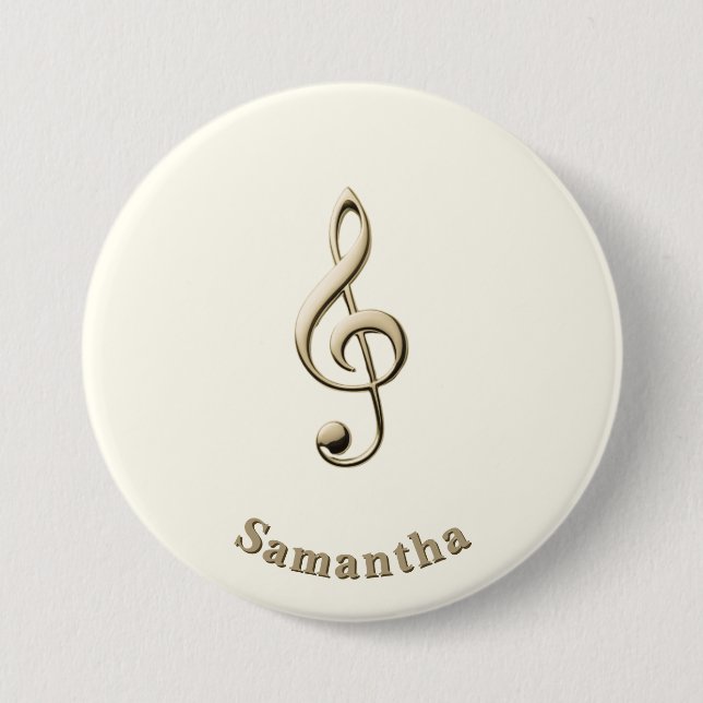 Treble Clef Music Lover's Round Custom 3 Inch Round Button (Front)