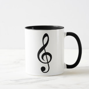 Treble Clef Music Note Black and White Mug