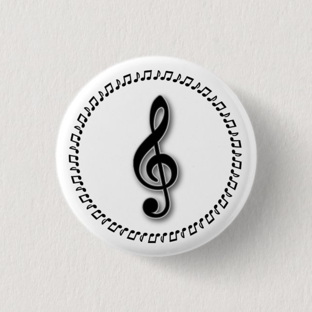 Treble Clef Music Note Design 1 Inch Round Button (Front)