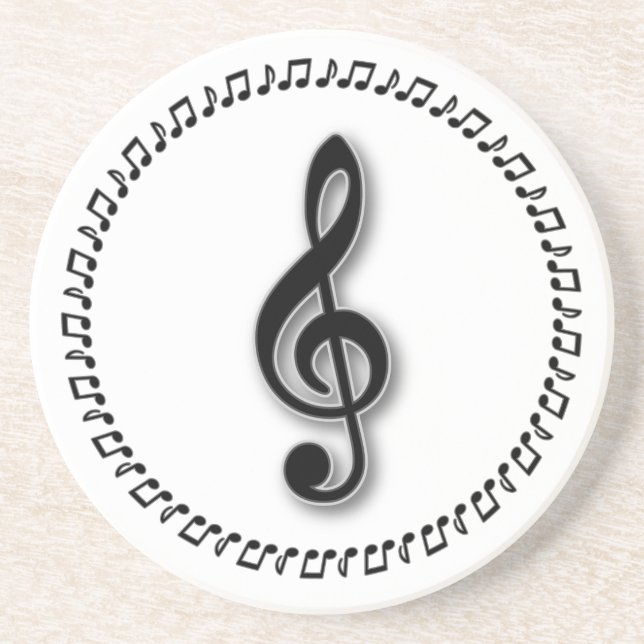 Treble Clef Music Note Design Coaster (Front)