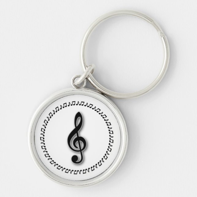 Treble Clef Music Note Design Keychain (Front)