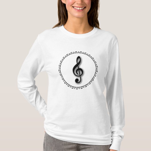 Treble Clef Music Note Design T-Shirt (Front)