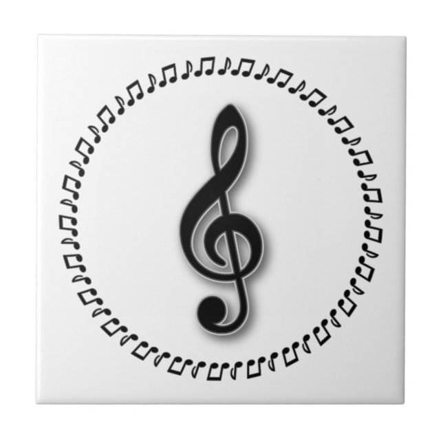 Treble Clef Music Note Design Tile (Front)