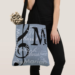 Treble Clef Music Note Dusty Blue Colour Names Tote Bag