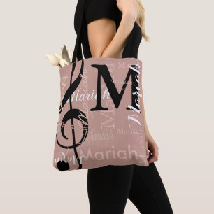Treble Clef Music Note Dusty Rose Colour Names Tote Bag