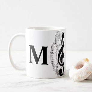 treble clef music note musician monogram coffee mug