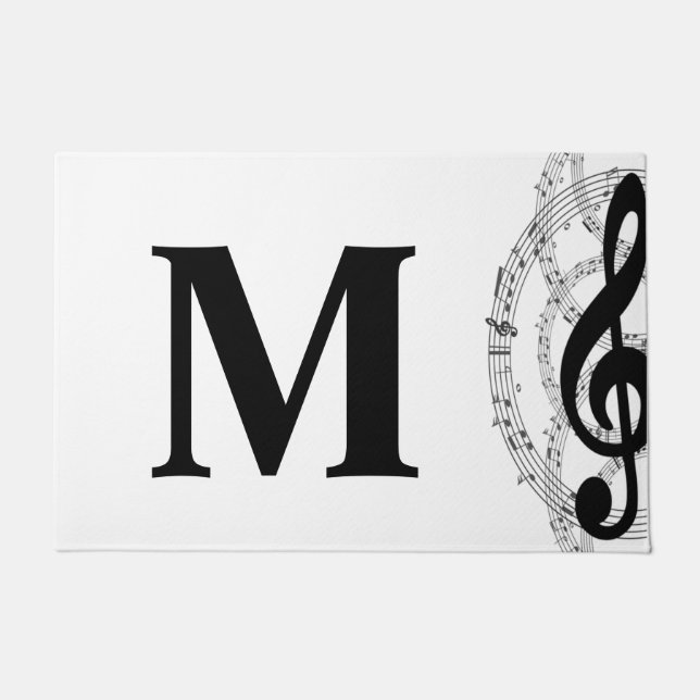 treble clef music note musician monogram  doormat (Front)