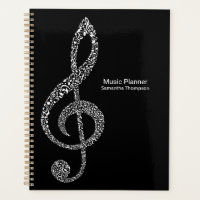 Treble Clef Music Notes Full Name Black and White