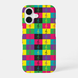 Treble Clef Music Pattern Bright iPhone 16 Case