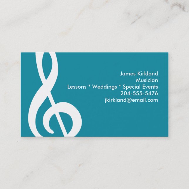 Treble Clef Music Teacher Studio Music Conductor Business Card (Front)