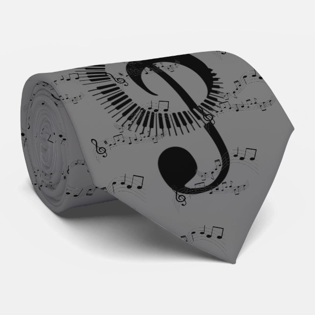 Treble Clef Music Tie (Rolled)
