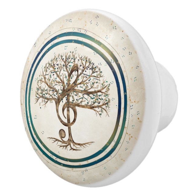 Treble Clef Music Tree Ceramic Knob (Right)
