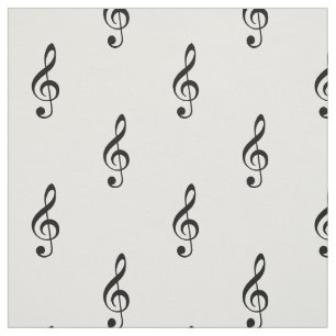 Treble Clef Musical Black and White Fabric