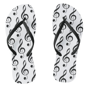 Treble Clef Musical Black White Song Music         Flip Flops