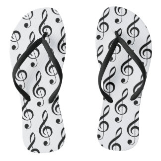Treble Clef Musical Black White Song Music         Flip Flops