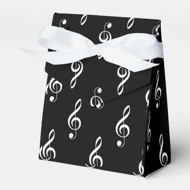 Treble Clef Musical Favour Box II Black (Front Side)