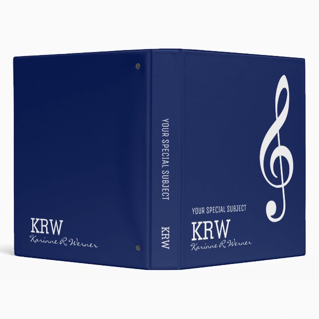 Treble Clef Musical Note on dark-blue Binder (Background)