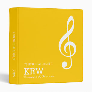 Treble Clef Musical Note on Yellow Binder