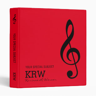 Treble Clef Musical Note Red Binder