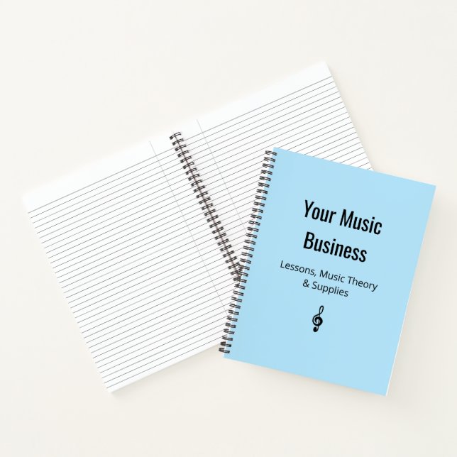 Treble Clef Musician Light Blue Music Business Notebook (Inside)