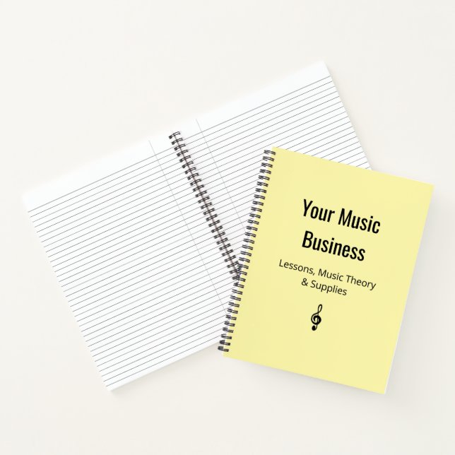Treble Clef Musician Pale Yellow Music Business Notebook (Inside)