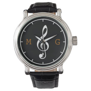 treble clef note custom time music watch
