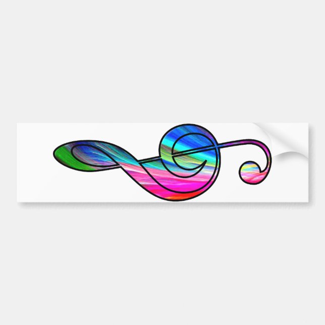Treble clef note in color_ bumper sticker (Front)