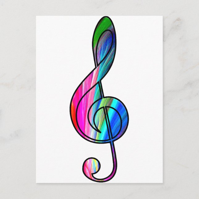 Treble clef note in color_ postcard (Front)