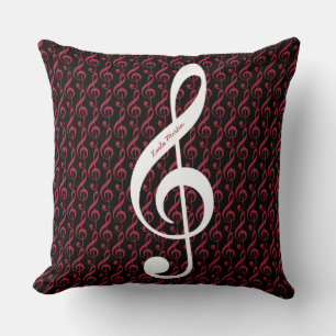 Treble Clef on Musical Notes pattern personalized Throw Pillow