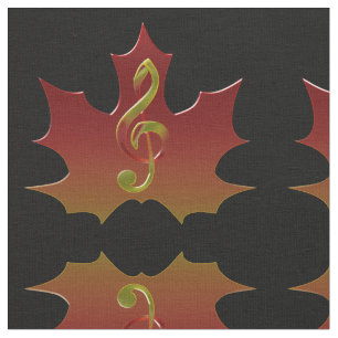 Treble Clef Overlaying Red Maple Leaf Fabric