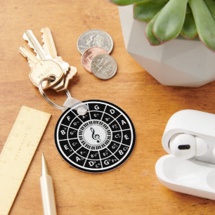 Treble clef Piano Keys Circle of Fifths Keychain