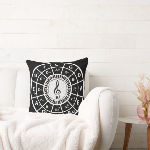 Treble Clef Piano Keys Circle of Fifths Throw Pillow