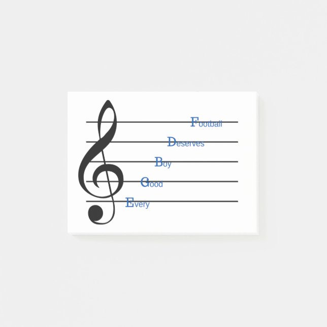 Treble Clef Post-it Notes (Line Rhymes) (Front)
