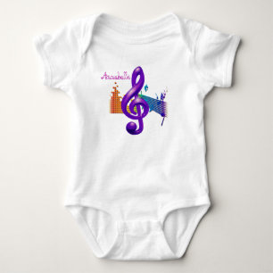 Treble Clef Purple Elegant Design - Customization Baby Bodysuit
